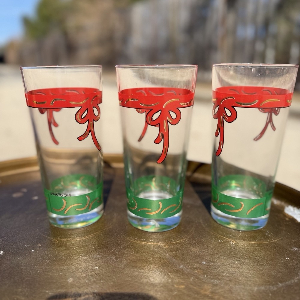 Vintage Shot Glass Set 3 Peace Red Green‎ Barware